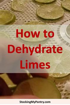 how to dehydraate limes on a table with text overlay that reads, how to dehydraate limes