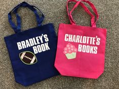 What better way to bring library books home from the library or haul books to grandma'a than with this adorable, personalized kid's tote bag?! At checkout, please confirm bag color and please list child's name you want on the bag. Also happy to work with you on custom requests. I do have other appliqué designs available...check out other items in my shop for ideas. Unless specified item will be just as shown in picture. Thanks for visiting my shop and cheers to the memories and joys our little o Personalized Bags For Everyday School Use, School Spirit Personalized Bags For Everyday Use, Personalized School Spirit Bags, Fun Bags For End Of School Year Events, Customizable School Spirit Bag For Everyday, Personalized Pink Bag For Back To School, Customizable School Spirit Bags For Everyday Use, Pink Bags For Back To School Personalized Gift, Personalized Softback Bag For Back To School