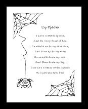 a poem written in black and white with a spider web hanging from it's side