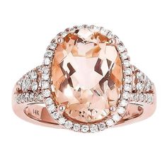 Morganite Diamond Ring, Bracelet Tennis, Rose Gold Morganite, Morganite Diamond, 14k Rose Gold Ring, Morganite Ring, Bling Rings, Halo Diamond Ring, Halo Ring