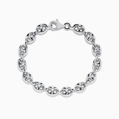 Men's 925 Sterling Silver Puffed Mariner Link Chain Bracelet Mens Chain Bracelet, Link Chain Bracelet, Effy Jewelry, Jewelry Stand, Link Chain, Sterling Silver Bracelets, Chain Bracelet, Bracelets For Men, Metallic Silver