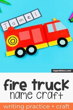 a fire truck name craft for kids to make