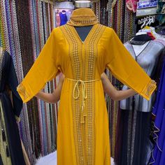 Dubai High Quality Open Abaya/Kimono/Kaftan Muslim Womens Long Maxi Dress Nwt Orange Long Sleeve Dress For Eid, Traditional Orange Tunic Kaftan, Traditional Maxi-length Kimono For Eid, Yellow Abaya For Eid, Traditional Orange Maxi Kaftan, Festive Long Sleeve Yellow Kaftan, Yellow Long Sleeve Festival Kaftan, Festival Long Sleeve Yellow Kaftan, Traditional Long Sleeve Orange Kaftan