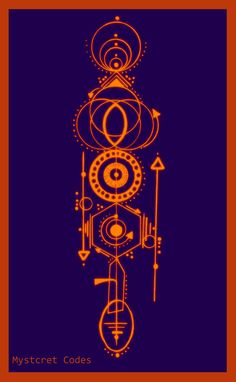 an orange and black drawing on a blue background with the words,'mystery code '