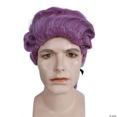 Mid 1700s colonial man's wig with two horizontal curls at each temple and ponytail at the nape of the neck. Good for historical plays and reenactments! Synthetic wig fits most adults. Horizontal Curls, Colonial Wigs, Light Chestnut Brown, Mens Wigs, Men's Wigs, Purple Wig, Halloween Express, Champagne Blonde, Bearded Lady