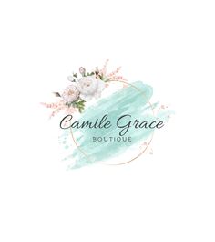 the logo for candle grace boutique, with flowers and watercolor splashs on it