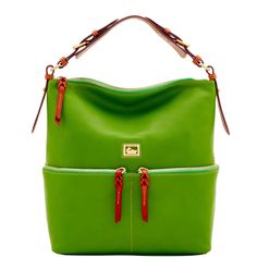 Pebbled Dillen leather pairs with soft, slouchy style in this timeless hobo bag. Two outside pockets provide a perfect place to keep essentials close at hand and a top zipper keeps contents safe. Slouchy Style, Green Handbag, Women's Bags By Style, Black Leather Purse, Chic Bags, Leather Hobo Bag, Dooney And Bourke, Dooney Bourke Handbags, Leather Hobo