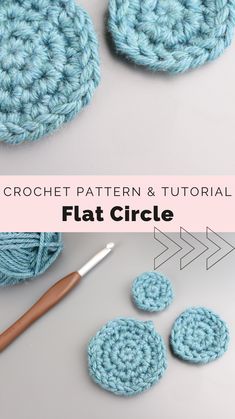 the crochet pattern and instructions for how to make flat circle