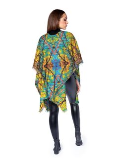 Poncho Fashion, Nature Patterns, Poncho Wrap, Wool Poncho, Oversized Scarf, Bright Designs, Fashion Illustrations, Patterns In Nature, Boho Floral