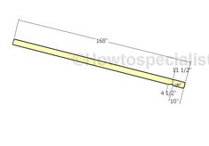 a drawing of the length and width of a long wooden dowing board, with measurements for