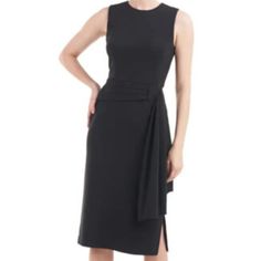 Designer: Kay Unger Size: 8 Condition: New With Tags Originally 278.00!! A Contemporary Drape Detail Brings Captivating Texture To This Sheath Dress Topped With A Modern Jewel Neck. Jewel Neck Sleeveless Lined 88% Poylester, 12% Spandex The Kay Unger Tag Is Missing..The Dept Store Tag Is Attached Fitted Pre-draped Sheath Midi Dress, Fitted Sheath Midi Dress With Pre-draped Style, Elegant Sleeveless Midi Dress For Black-tie Events, Pre-draped Sleeveless Dress For Work, Fitted Pre-draped Dress For Black-tie Events, Sleek Sleeveless Dress For Black-tie Events, Pre-draped Fitted Dress For Black-tie Events, Black Sleeveless Midi Dress For Black-tie Events, Fitted Pre-draped Workwear Dresses