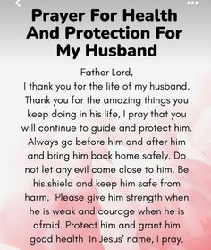 prayer for health and protection for my husband