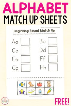 the beginning sound match up worksheet for alphabets and numbers to help students learn how