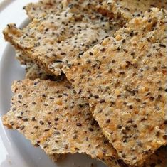 some crackers are on a white plate