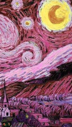 an image of a painting that looks like the starry night