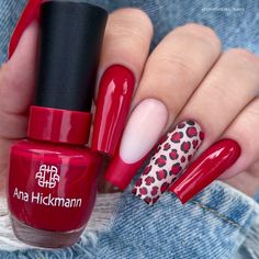 Red Animal Print Nails, Red Leopard Nails, Neon Red Nails, Edgy Nail Designs, Glitter Nail Ideas, Nails Sparkling, Glitter Nail Designs, Ombre Gel Nails, Neon Acrylic Nails