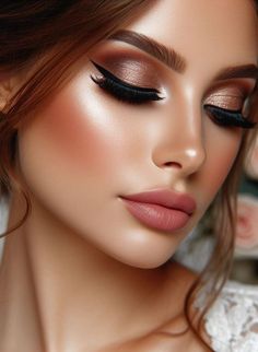 Bold Lip Bridal Makeup, Wedding Day Makeup For Bride Brown Eyes Brown Hair, Bold Bridal Makeup, Everyday Eyeshadow, Wedding Makeup Tutorial, Flawless Base, Bridal Eye Makeup, Dark Eyeshadow