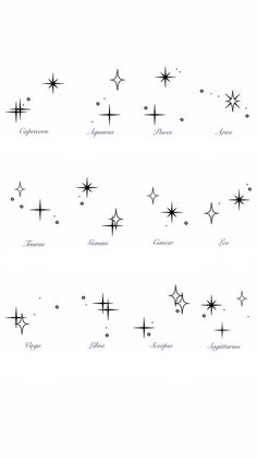 an image of stars in the sky with different shapes and sizes, all drawn by hand