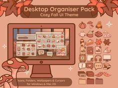 desktop organizer pack cozy fall theme for windows and mac oss - cover / packs