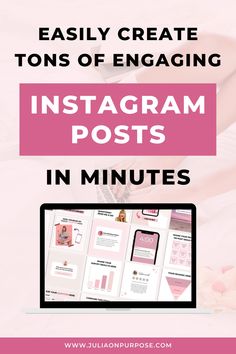 an instagram post with the text, easily create tons of engaging instagram posts in minutes