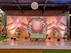 a stage set up for a wedding ceremony