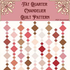 The Chandelier Fat Quarter Quilt Pattern is a versatile and stunning pattern that is perfect for quilters of all skill levels. With its easy-to-follow instructions, step-by-step illustrations, and simple straight line sewing, this pattern makes it easy to create a beautiful and unique quilt. The pattern includes instructions for four different quilt sizes, making it perfect for any bed or space. Choose from a lap quilt (60" x 60"), twin quilt (72" x 84"), queen quilt (84" x 109"), or king quilt (120" x 120"). The Chandelier Pattern is designed to be easy to follow, even for beginner quilters. With clear and concise instructions and helpful illustrations, you'll be able to create a beautiful quilt with ease. It  doesn't require any templates or paper piecing, making it a great choice for qu Chandelier Quilt Pattern, Chandelier Quilt, Twin Quilt Pattern, Fat Quarter Quilt Pattern, Fat Quarter Quilt, Pdf Quilt Pattern, Twin Quilt, Lap Quilt, Fabric Yardage