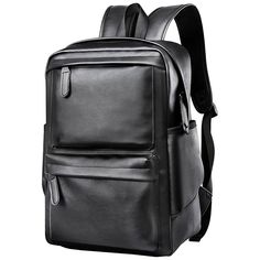 * Durable And Lightweight Leather Laptop Backpack For Men Women Students: Waterproof And High Quality Soft Faux Leather (Similar To Real Leather), Smooth Zipper. Excellent Stitching Technic Makes The Mens Womens Students Black Leather Backpack More Strong And Sturdy * Size And Capacity: External Dimensions: (H*L*W) 5.9*12.6*16.9 Inches; Capacity: 22 Liters; Weight: 2.1 Pounds. The Laptop Compartment Can Accommodate A 15.6-Inch Laptop. * Structure:1 Main Zipper Compartments With 1 Interior Zipper Functional Black Laptop Bag For School, Functional Black Anti-theft Backpack, Black Laptop Backpack For Outdoor, Black Standard Backpack Laptop Bag For Daily Use, Rectangular Black Backpack For Outdoor, Black Rectangular Backpack For Outdoor, Black Outdoor Backpack With Anti-theft Pocket, Outdoor Black Laptop Backpack, Casual Black Leather Laptop Bag