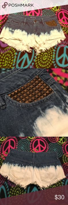 Guess Studded Pocket and Bleached Cut Off Shorts Excellent used condition! 1.5" inseam, back rise 10", and out seam is 7.5". Comes from a pet and smoke free home. No trades. Item location: bin 2. Guess Shorts Jean Shorts 30 Inch Waist, Girl Style, Cut Off Shorts, Size Tag, Cut Off, Jean Shorts, Girl Fashion, Cut Out, Designer Handbags