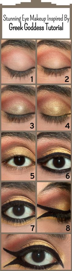 Stunning Eye Makeup Inspired By Greek Goddess – Tutorial With Detailed Steps And Pictures Greek Goddess Makeup, Goddess Makeup Look, Greek Makeup, Stunning Eye Makeup, Goddess Makeup, Smokey Eye Makeup Look, Makeup Inspired, Make Up Tutorials, Smokey Eye Makeup Tutorial