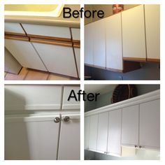 before and after shots of kitchen cabinets