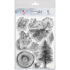 stamp set featuring trees and animals