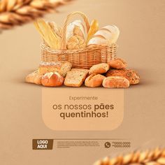 an advertisement with bread and loaves on it