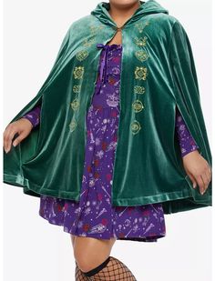 Her Universe Disney Hocus Pocus Winifred Velvet Hooded Cape Plus Size Disney Scarf, Hocus Pocus Winifred, Mystical Symbols, Winifred Sanderson, Her Universe, Hooded Cape, Hooded Cloak, Plus Size Fits, Gold Embroidery