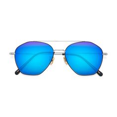 The classic aviator style, with a hipster geometric touch. These glasses feature a double bridge for comfortable wear and are made from lightweight, durable titanium. A unisex style for men and women who like to make a fashionable statement with their looks. Are you hipster enough to sport these glasses? Modern Blue Aviator Sunglasses With Uva Protection, Modern Aviator Sunglasses With Metal Frame, Modern Aviator Sunglasses With Mirrored Lenses For Travel, Blue Aviator Sunglasses With Mirrored Lenses, Modern Rimless Aviator Sunglasses With Mirrored Lenses, Modern Rimless Aviator Sunglasses For Outdoor, Modern Metal Frame Aviator Sunglasses For Outdoor, Modern Aviator Sunglasses For Travel, Mirrored Aviator Sunglasses