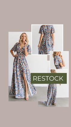 Our Verona in Blue Floral is back in sizes XS-XXXL! This bump friendlt best-seller sold out so fast last time, shop now! Smocked Maxi Dress, Chiffon Material, Maxi Dress Blue, Spring Collection, Dress Blue, Verona, Bump, Blue Floral, Snug Fit