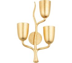 a gold candle holder with two cups on it