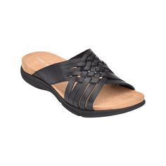 Meadow Slip On Sandals - Easy Spirit Most Comfortable Sandals, Wide Sandals, Nice Sandals, Insole Design, Comfy Sandals, Easy Spirit, Slip On Sandals, Buy Shoes Online, Black Leather Sandals