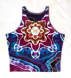 Small Geode Mandala Tie-Dye Crop Top. Fitted Bohemian Acid Wash Tops, Bohemian Multicolor Hand-dyed Tops, Fitted Multicolor Hand Dyed Tops, Mandala Tie Dye, Tie Dye Crop Top, Tie Dye, Crop Top, Dye, Spandex