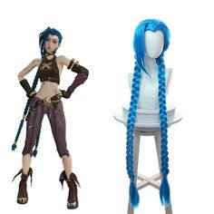 LOL Arcane Jinx Cosplay Wigs Women 130cm Long Blue Braided Synthetic Party Hair Anime Lol, Blue Cosplay, Jinx Cosplay, Arcane Jinx, Party Hair, Long Straight Hair, Light Blonde, Party Hairstyles, Wigs Hair Extensions