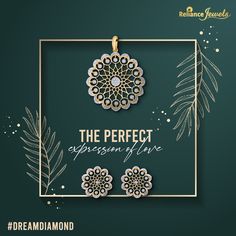 the perfect expression of love with an elegant pendant and matching earrings on a green background