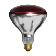 a shiny red light bulb on a white background with clipping path to the top