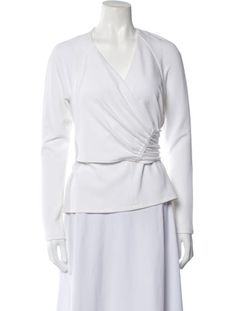 Tibi TopWhiteLong Sleeve with V-NeckExposed Zip Closure at BackFit:Tops by Tibi typically fit true to size. Elegant White V-neck Top For Work, Chic White V-neck Top, White V-neck Top For Workwear, Chic White V-neck Top For Spring, Elegant White V-neck Top For Workwear, White V-neck Top For Spring Workwear, Chic White Fitted V-neck Top, Elegant White V-neck Top For Spring, White V-neck Top For Fall