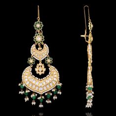 Elevate your style with statement earrings that effortlessly combine heritage and contemporary allure! Exquisite chand-bali earrings, a blend of timeless elegance and traditional craftsmanship featured through intricate jadau kundan work along with resplendent emerald stones that adds a touch of regal sophistication and creates a captivating contrast against the radiant kundan setting. Approximate earrings length is 5". Gold-plated on high-quality brass as base metal. Made by order. Kindly allow Chand Bali, Unique Gift Cards, Kundan Work, Bali Earrings, Chandbali Earrings, Faux Stone, Emerald Stone, Elevate Your Style, Base Metal