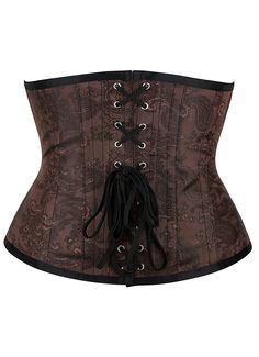 Women Brown Printed Underbust Corset     Type: Corset   Style: Vintage   Design:Cord Lacing,Hip Gores   Fabric:Polyester   Color: As Picture   Weight: 0.3kg   Occasion:These fashion corsets are perfect for parties,cosplay,club, Halloweena night out, or just a bedroom lingerie. It will make you look and feel amazing.The corset is designed to create a wonderful hourglass figure for an alternative outfit a night out,is made of two Layers of fabric,plastic bones to support.      The corset is design Vintage Motifs, Steampunk Couture, Brown Corset, Bustle Dress, Corset Fashion, Waist Training Corset, Underbust Corset, Waist Training, Sports Training