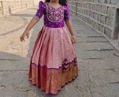 Pattulanga Designs For Kids, Kids Pattupavada Blouse Designs, Kids Blouse Designs Indian, Kids Langa Blouse Designs Latest, Langa Jacket For Kids Pattu, Kids Lehenga Blouse Designs, Baby Girl Pattu Langa Designs