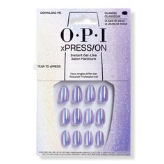 xPRESS/ON Metallic Mega Mix Press On Nails Collection - ANX DOWNLOAD MEFeaturesPlay the blues with a pop of purple to create color-shifting aurora nails in OPI's classic round shape. They hit every time.Try this nail look from the OPI Metallic Mega Mix Collection.BenefitsEach set includes nail glue, a cuticle stick, a dual nail file and buffer, an OPI prep pad, and 30 nails in different mani sizes to fit you perfectly.Sustainability on point! Tips and packaging are made with up to 94% post consumer recycled materials. - xPRESS/ON Metallic Mega Mix Press On Nails Collection Violet Nail Polish, Interview Nails, Purple Chrome Nails, Nail Shapes Squoval, Nail Polish Gift Set, 30 Nails, Boutique Nails, Nail Polish Gift, Nails Collection