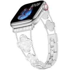 PRICES MAY VARY. 【Compatible with apple watch band 38mm/40mm/41mm/42mm(series 10) 】Tasikar cute and shiny band is compatible with apple watch women band 42mm(series 10) 41mm 40mm 38mm Series 9/Series 8/Series 7/Series 6/Series 5/Series 4/Series 3/Series 2/Series 1/Series SE 【Adjust without tools】This pretty women band fits wrists from 5.5 inches to 7.5 inches.(140mm-190mm) The buckle clasps design allows you to adjust the band to your wrist size without tools, Easily remove a link off by simply Apple Watch Women, Ultra Series, Band Fits, Watch Women, 38mm Apple Watch Band, Lucky Clover, Stylish Watches, Female Friends, Wearable Technology