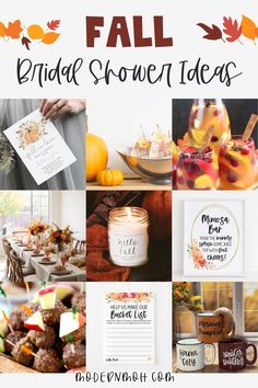 fall bridal shower ideas for the bride, groom and guests to enjoy in their wedding day