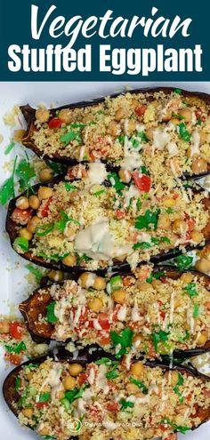 vegetarian stuffed eggplant recipe on a white plate