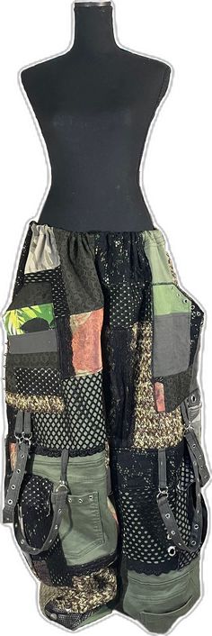 Black Patchwork Bottoms For Festival, Bohemian Black Patchwork Bottoms, Black Post-apocalyptic Cargo Pants With Pockets, Black Parachute Pants With Pockets For Festival, Patchwork Pants, Favorite Outfit, Gender Neutral, Art Collection, Bathing Beauties